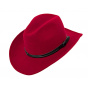 Chapeau Cowboy Feutre Laine Rouge - Traclet