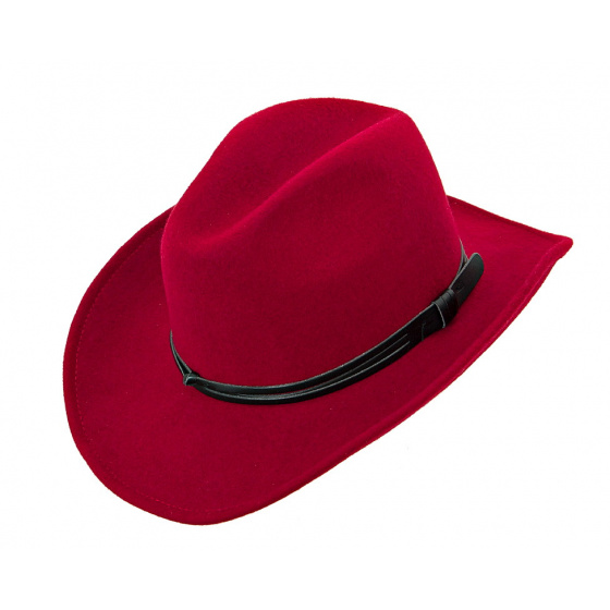 Western - Cowboy Hat Red Wool Felt - Traclet