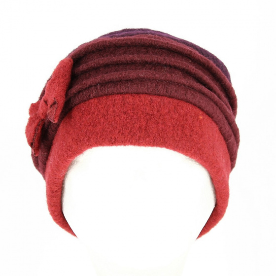 Toque avec nœud Laine Rouge, Bordeaux & Violet - Traclet