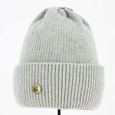 Bonnet à Revers Norden Laine Mérinos Gris clair - Super Yellow