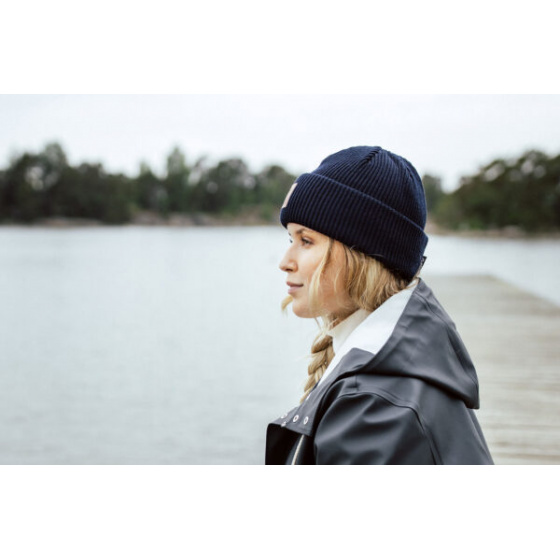 Beacon Reverse Beanie Merino Wool Navy - Super Yellow