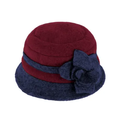 Chapeau Cloche Lucie Laine Bleu & Bordeaux - Traclet