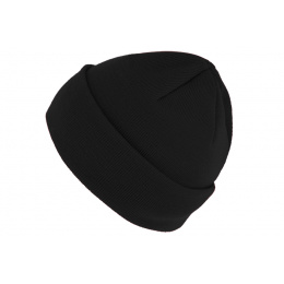 Black Merino Wool Jumper Cuff Beanie - Traclet