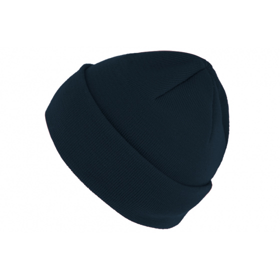 Navy Merino Wool Cuffed Jumper Beanie - Traclet