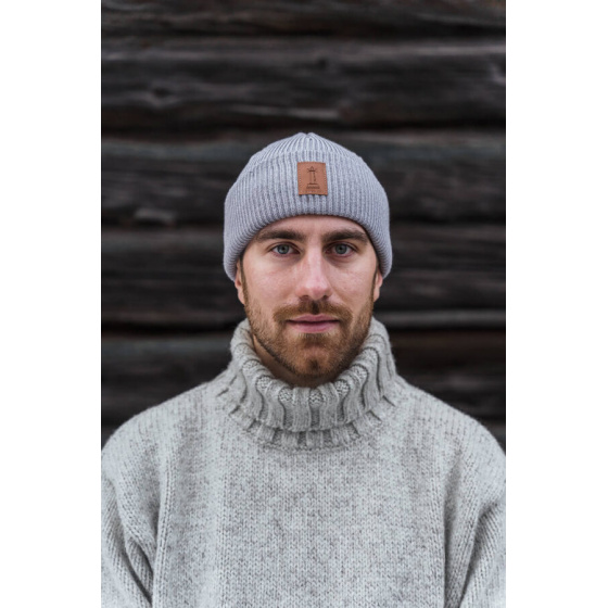Beacon Reverse Beanie Merino Wool Light Grey - Super Yellow
