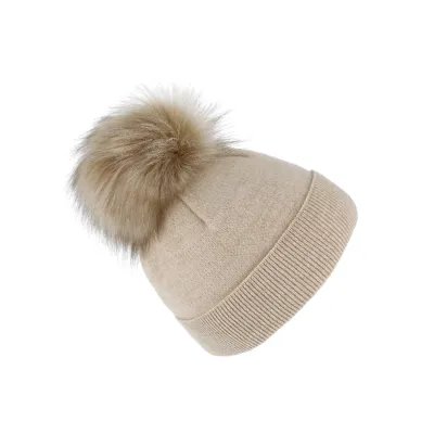 Bonnet Femme Palerme Pompon Beige - Traclet