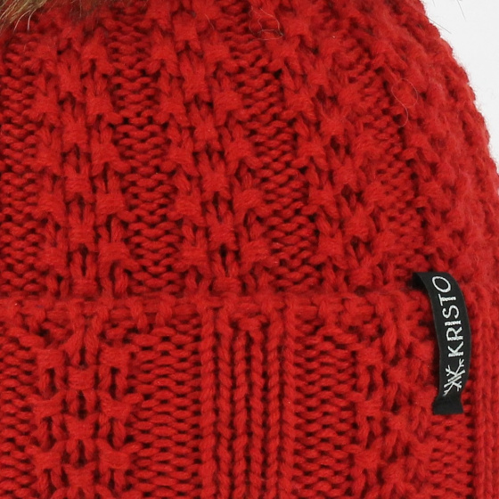 Childrens hat with red pompon - Kristo Childrens hat with red pompon - Kristo