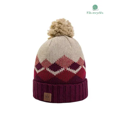 Bonnet à Pompon Abiso Bordeaux - Pipolaki