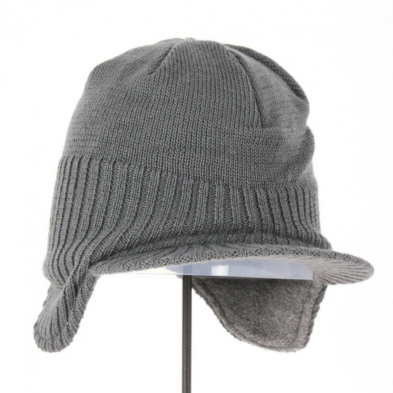 Bonnet casquette enfant avec cache oreilles Gris - Pipolaki