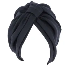 Sophie Chemotherapy Black Cotton Turban - Traclet Reference: 17153 | Chapellerie Traclet