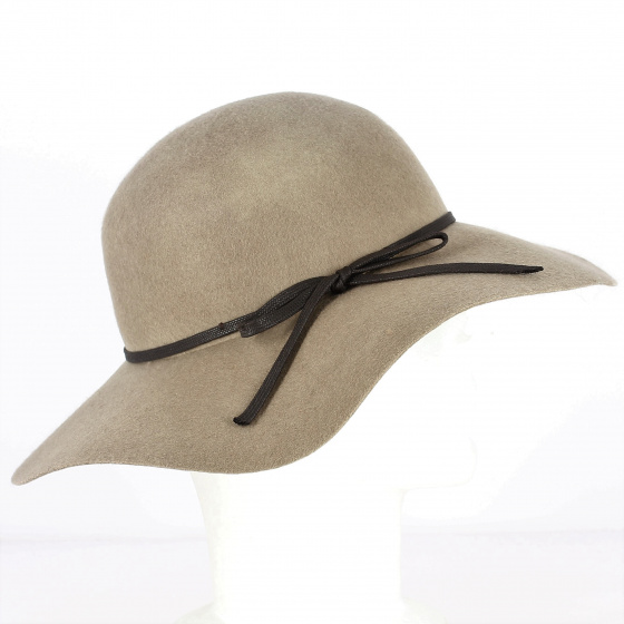 Camille Camel Wool Felt Wide-Brimmed Hat - Traclet