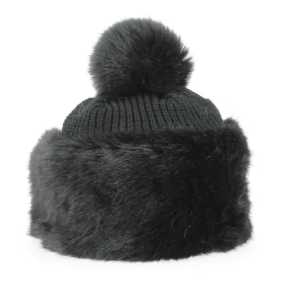 Bonnet à Pompon Fausse Fourrure Noir - Traclet