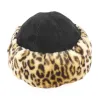 Toque Ivanova Cuir noir & Fausse Fourrure Léopard - Traclet