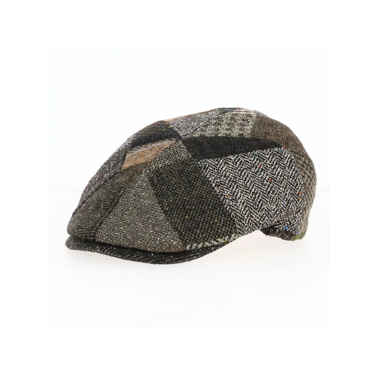 Flat Cap Oxford Patchwork Wool Brown and Green - Traclet