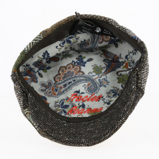 Flat Cap Oxford Patchwork Wool Brown and Green - Traclet