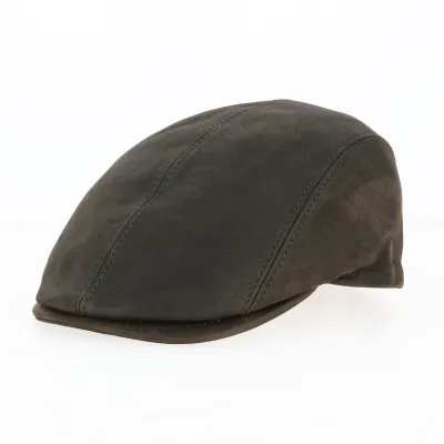 Brown Leather Daffy Cap - Traclet Reference: 17184 | Traclet Hat Shop