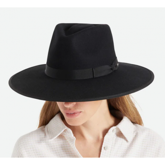 Jo Rancher Black Wool Felt Fedora Hat - Brixton