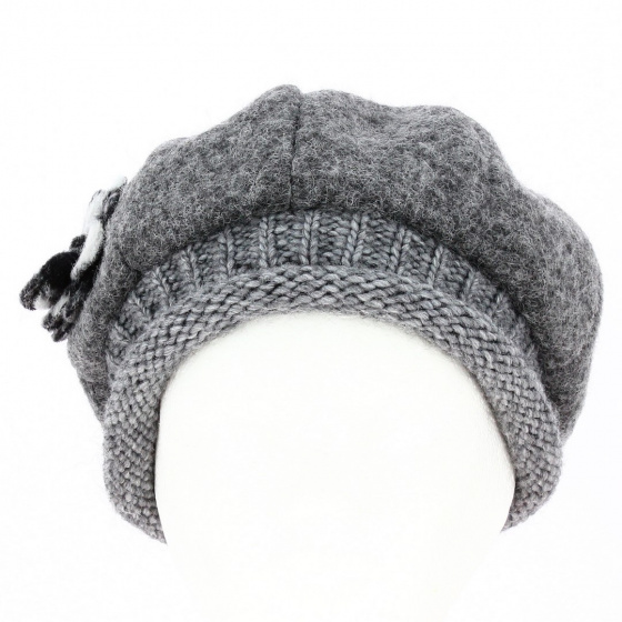 Toque Gavroche Grey Wool - Traclet