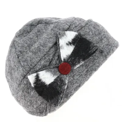 Bonnet toque Laine Gris avec nœud - Traclet