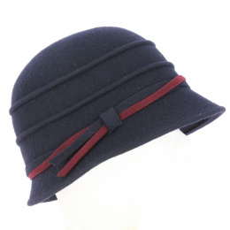 Cloche Hat Milan Felt Navy - Traclet
