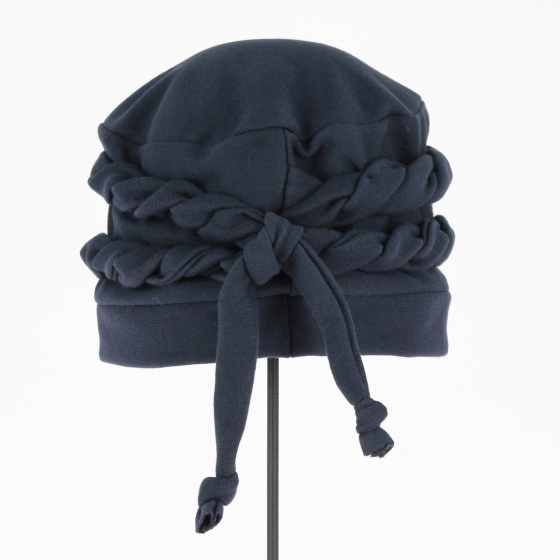 Toque Chimiothérapie Torsade Coton Marine - Traclet
