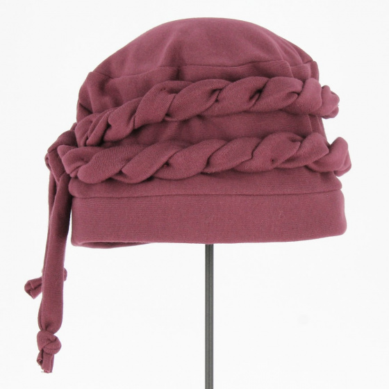 Toque Chimiothérapie Torsade Coton Prune - Traclet Toque Chimiothérapie Torsade Coton Prune - Traclet