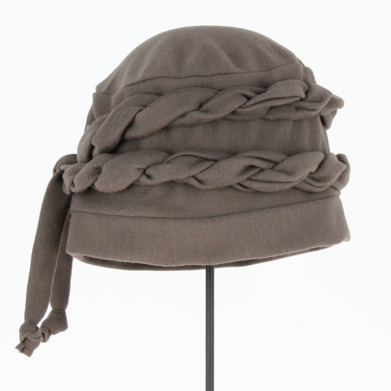 Toque Chimiothérapie Torsade Coton Marron - Traclet
