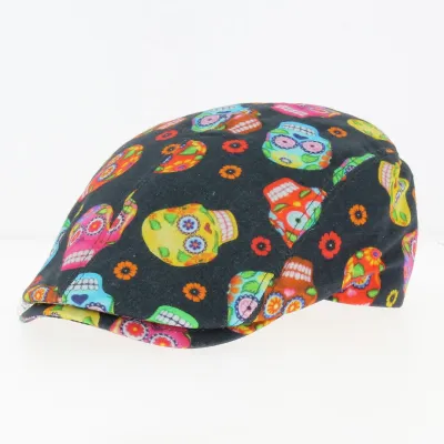 Flat Cap Skull Black - Flechet