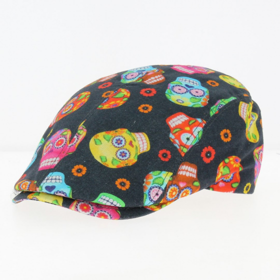 Flat Cap Skull Black - Flechet