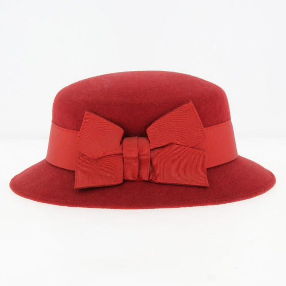 Canotier Feutre Laine Enfant Rouge - Traclet