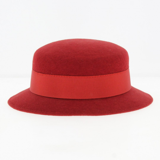 Canotier Feutre Laine Enfant Rouge - Traclet