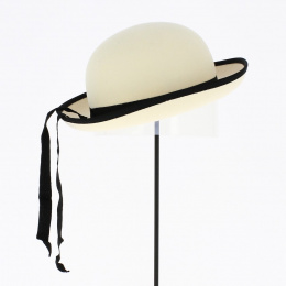 Breton hat Felt Wool Child Ecru and Black - Traclet