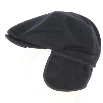 Casquette Plate Cache-Oreilles Laine & Cachemire Noire - Aussie Apparel