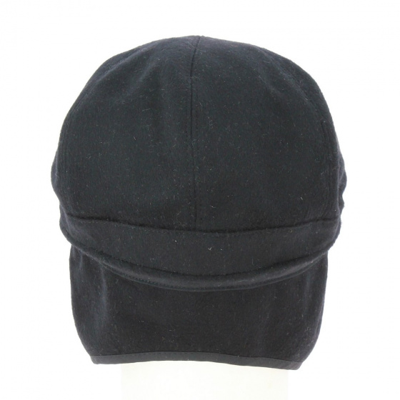 Black Wool & Cashmere Flat Earflaps - Aussie Apparel