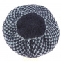 Beret - Knit hat Angora Losange Bi-color Navy and light blue - Traclet