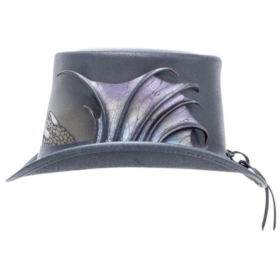 Draco Black Leather Rock Top Hat - Head'n Home Draco Black Leather Rock Top Hat - Head'n Home
