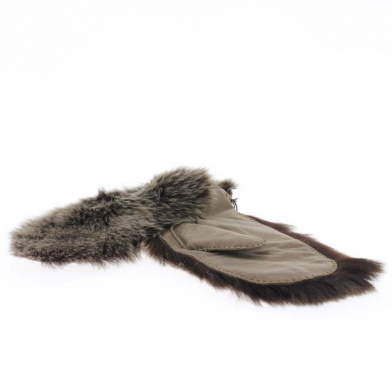 Leather and fur mittens