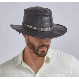 Chapeau Traveller Bison Cuir Noir - American Hat Makers