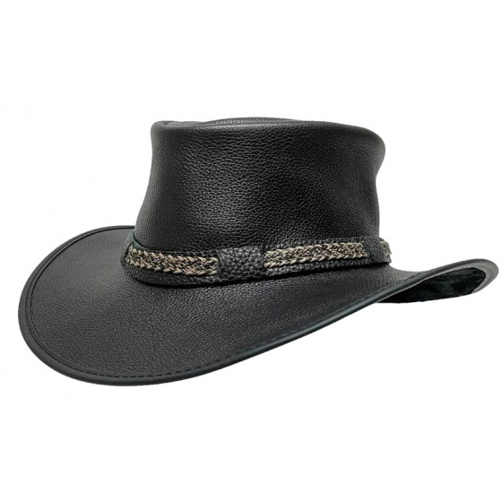 Chapeau Traveller Bison Cuir Noir - American Hat Makers Chapeau Traveller Bison Cuir Noir - American Hat Makers