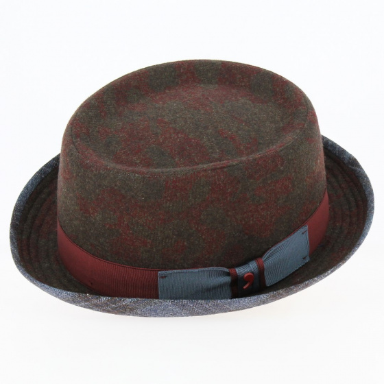 Chapeau Porkpie Laine Bordeaux et Marron - Alfonso d'este