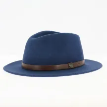 Fedora Messer Hat King Blue Wool Felt - Brixton