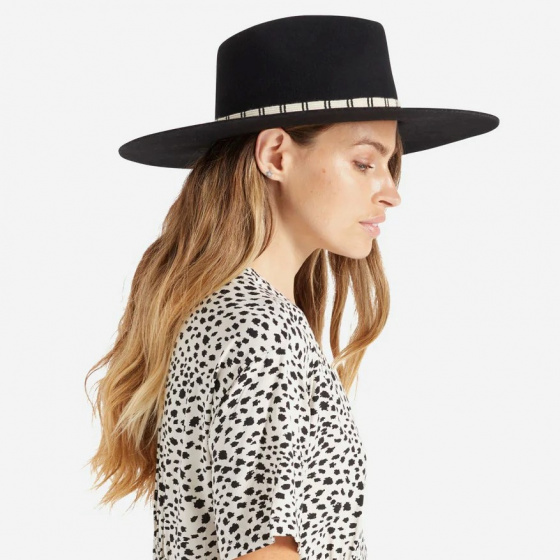 Fedora Leigh Black Wool Felt Hat - Brixton