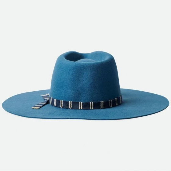 Chapeau Fedora Leigh Feutre Laine Bleu paon - Brixton