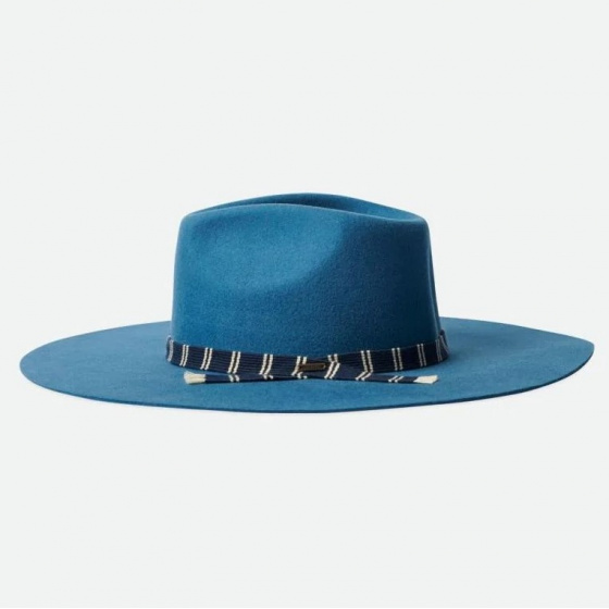 Fedora Leigh Peacock Blue Wool Felt Hat - Brixton