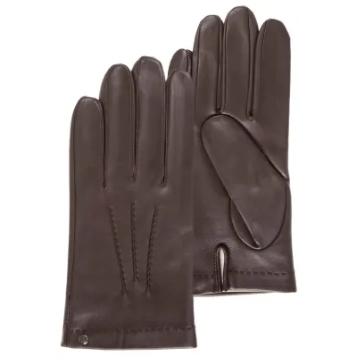 Gant Homme marron Cuir Doublés Soie - Isotoner