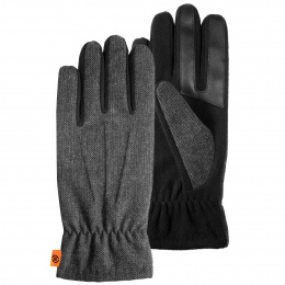 Men's Tactile Fleece and Faux Fur Chevron Gloves - Isotoner