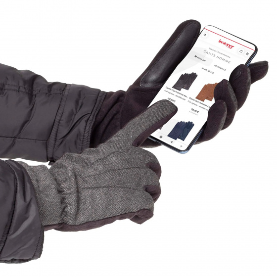Gants Homme Tactiles Polaire et Fausse fourrure Chevrons - Isotoner Gants Homme Tactiles Polaire et Fausse fourrure Chevrons - Isotoner