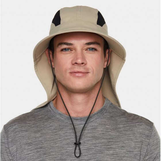Recycled Fabric Cap with Neck Cover Taupe UPF50+ - Tilley