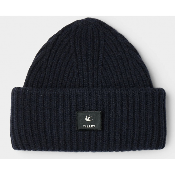 Navy Merino Wool Alpine Beanie - Tilley