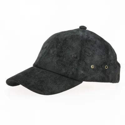 Prato Leather Baseball Cap Black - Traclet